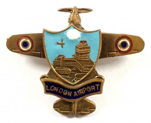 London Airport souvenir Hawker Hurricane fighter plane badge