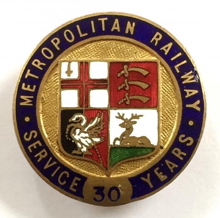 Metropolitan Railway 30 years long service medallion badge