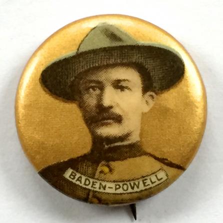 Boer War Baden Powell photographic gold celluloid badge