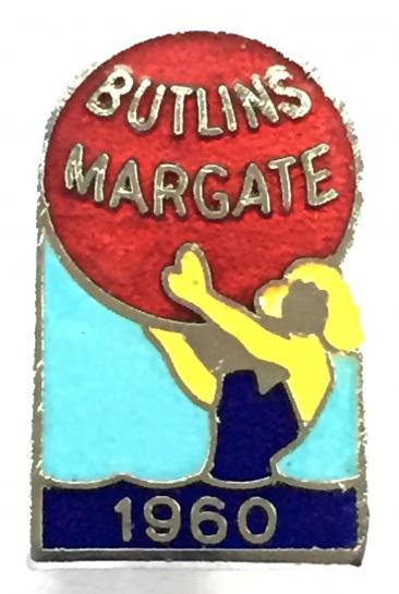 Butlins 1960 Margate Holiday Camp girl with beachball badge
