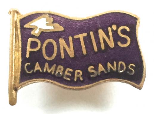 Pontins Holiday Camp Camber Sands enamel flag badge c1960's