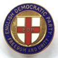English Democratic Party Freedom and Unity EDP political badge