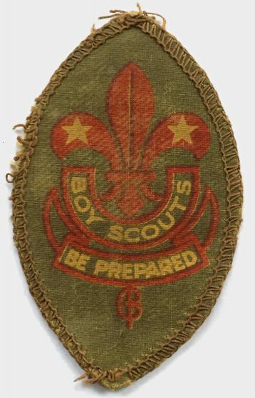 WW2 Boy Scouts 1st Class khaki wartime Issue printed cloth badge