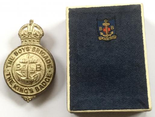 Boys Brigade Kings Badge in presentation case 1927 to 1953