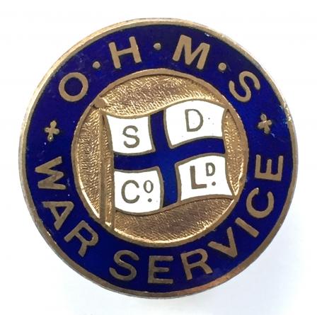 WW1 Smiths Dock Company Ltd Shipyard OHMS on war service badge