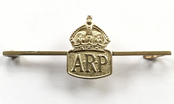 Air Raid Precautions silver miniature ARP tiepin badge