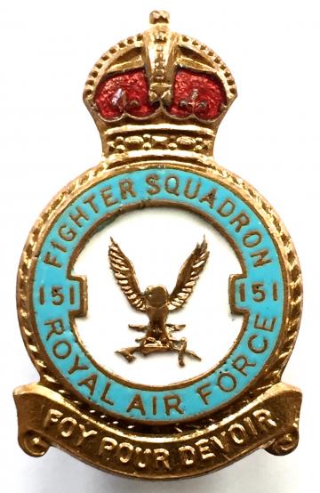 RAF No 151 Battle of Britain Squadron Royal Air Force badge c1940s 