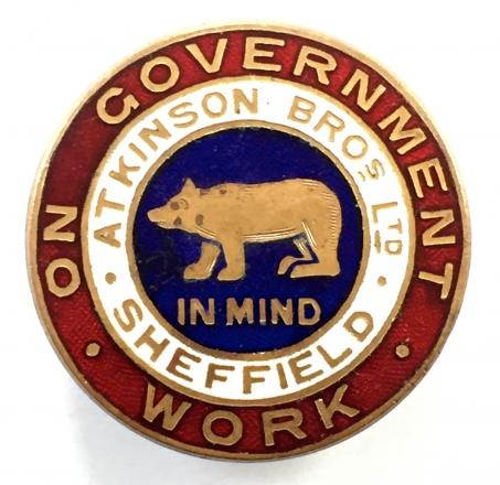 WW1 Atkinson Brothers Ltd Sheffield on government work badge