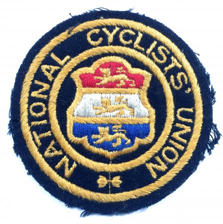 National Cyclists Union felt cloth embroidered badge circa 1940s