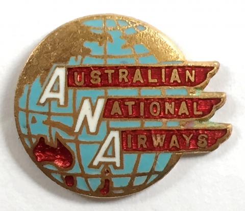 Australian National Airways gilt and enamel ANA airline badge