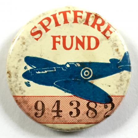 WW2 Spitfire fighter plane numbered fundraising badge