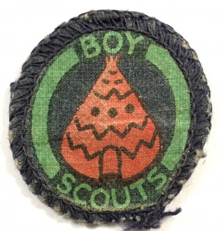 Boy Scouts camper proficiency wartime blue printed cloth badge