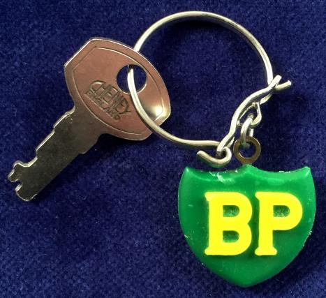 BP Petrol and Oil promotional key ring badge c1960s 