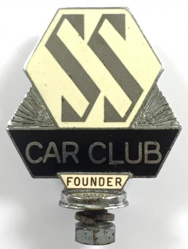 Jaguar Motor Car circa 1930s SS Car Club Founder badge by J.Fray Ltd