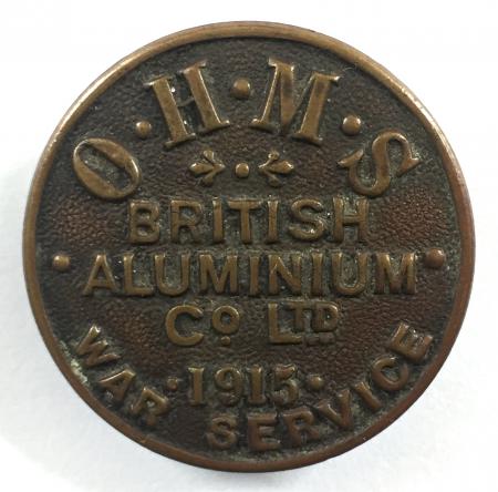 WW1 OHMS British Aluminium Co Ltd 1915 war service badge