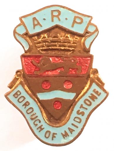 ARP Borough of Maidstone, Kent, Air Raid Precaution Home Front Lapel Pin Badge by Caxton Co. London.