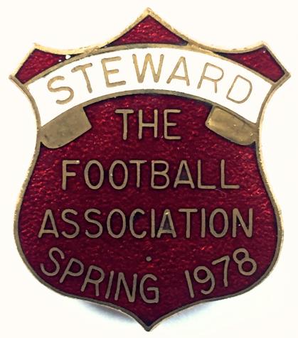 The Football Association 1978 steward badge