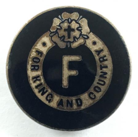 British Fascists 3rd patt For King and Country badge c1923 to 1934