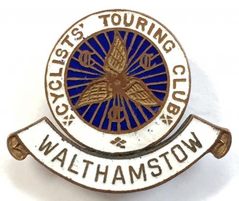 Cyclists Touring Club Walthamstow enamel cycle wheel CTC badge