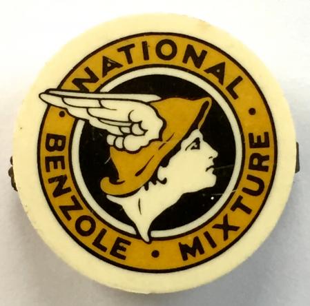 National Benzole Mixture advertising petroleum pin badge