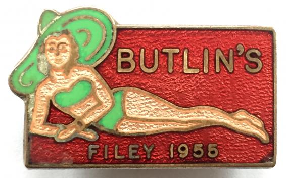 Butlins 1955 Filey Holiday Camp girl in a swimsuit badge