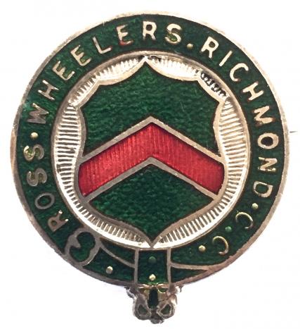 Ross Wheelers Richmond cycle club badge c1920s 