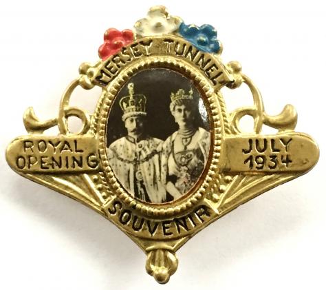 King George V and Queen Mary 1934 opening of Mersey Tunnel badge