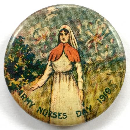 Army Nurses Day 1919 Australian fundraising celluloid tin button badge