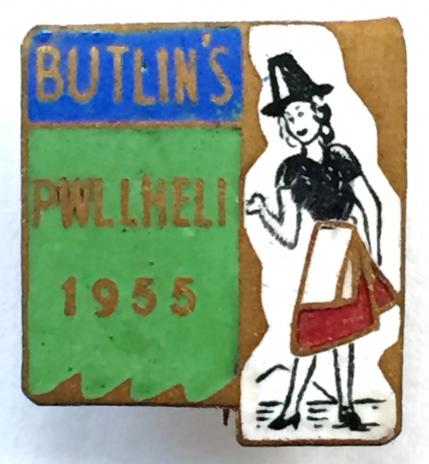 Butlins 1955 Pwllheli Holiday Camp Welsh lady sign post badge