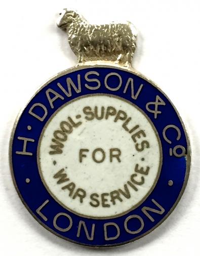 H.Dawson & Co London wool supplies 1914 silver war service badge