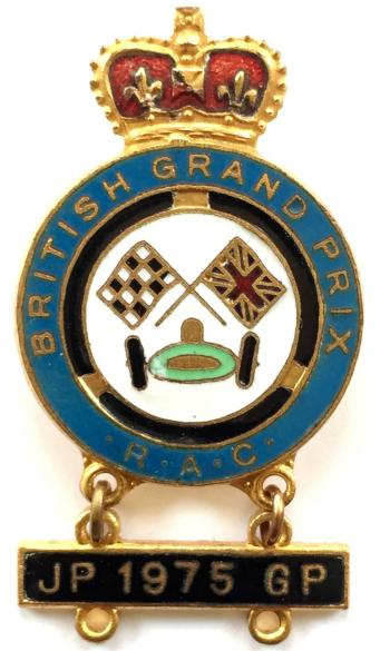 British Grand Prix RAC motor racing car badge 1975 bar