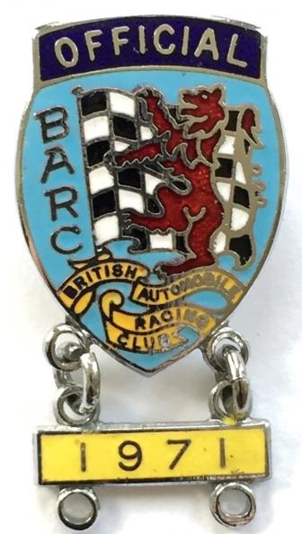 British Automobile Racing Club official BARC badge with 1971 bar