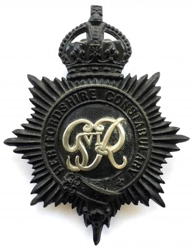 Hertfordshire Constabulary police helmet night plate badge 1937 to 1952 