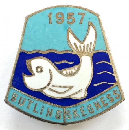 Butlins 1957 Skegness Holiday Camp white fish badge