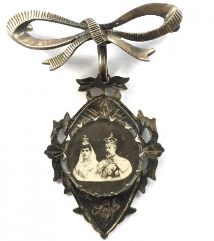 King Edward VII & Queen Alexandra 1902 Coronation silver badge