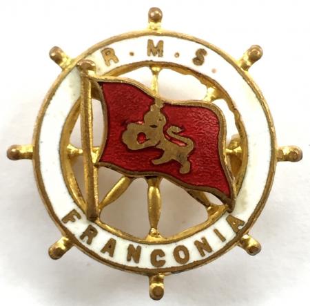 RMS Franconia Cunard Shipping Line ships wheel pin badge