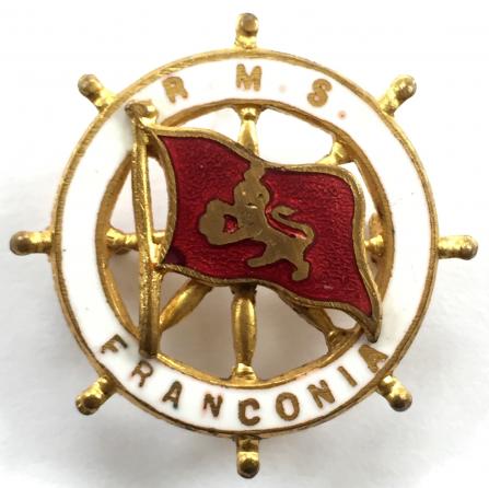 RMS Franconia Cunard Shipping Line ships wheel pin badge