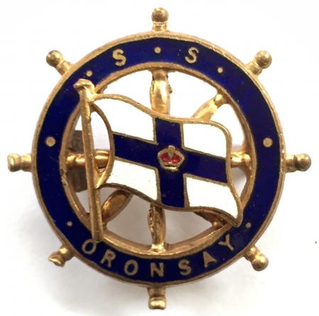 SS Oronsay Orient Steam Navigation Co. ships wheel pin badge