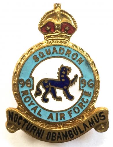 RAF No 96 Squadron Royal Air Force badge c1940s