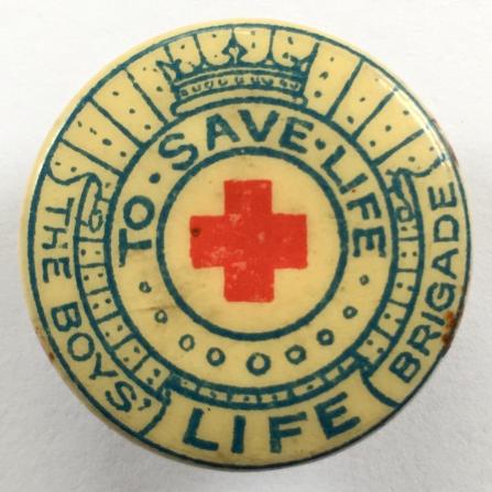 Boys Life Brigade pre-1926 celluloid tin button badge