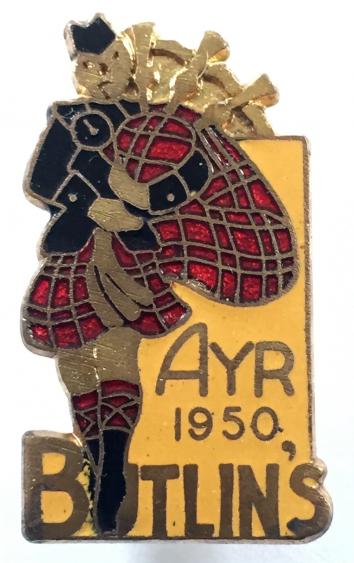 Butlins 1950 Ayr Holiday Camp Scottish bagpiper badge