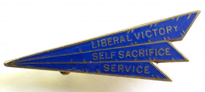 Liberal Victory, Self Sacrifice, Service, c1920s political party badge
