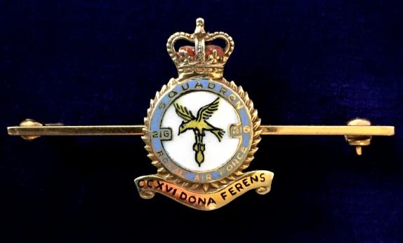 RAF No 216 Royal Air Force Squadron gold badge by Garrard & Co