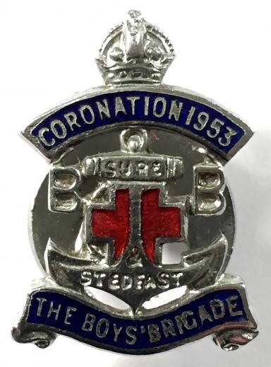 Boys Brigade Queen Elizabeth II Coronation 1953 badge issued Scotland