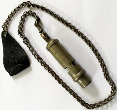 Royal Air Force Air Ministry official issue whistle and chain