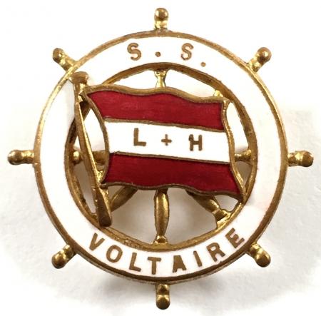 SS Voltaire Lamport & Holt shipping line ships wheel badge