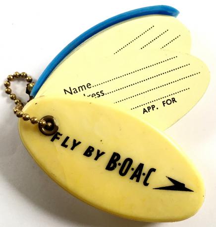 BOAC Airline luggage ticket holder keyring advertising badge