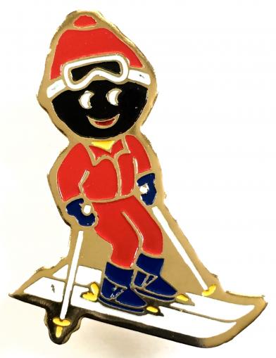 Robertsons 1990 Golly Skier acrylic badge