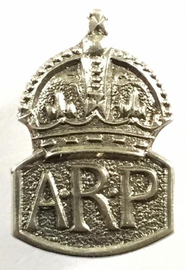 Air Raid Precautions circa 1940 silver miniature ARP pin badge
