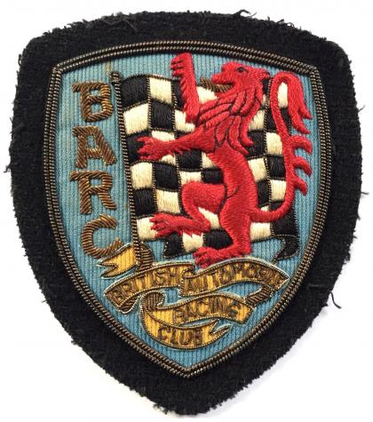 British Automobile Racing Club c1950 BARC embroidered badge